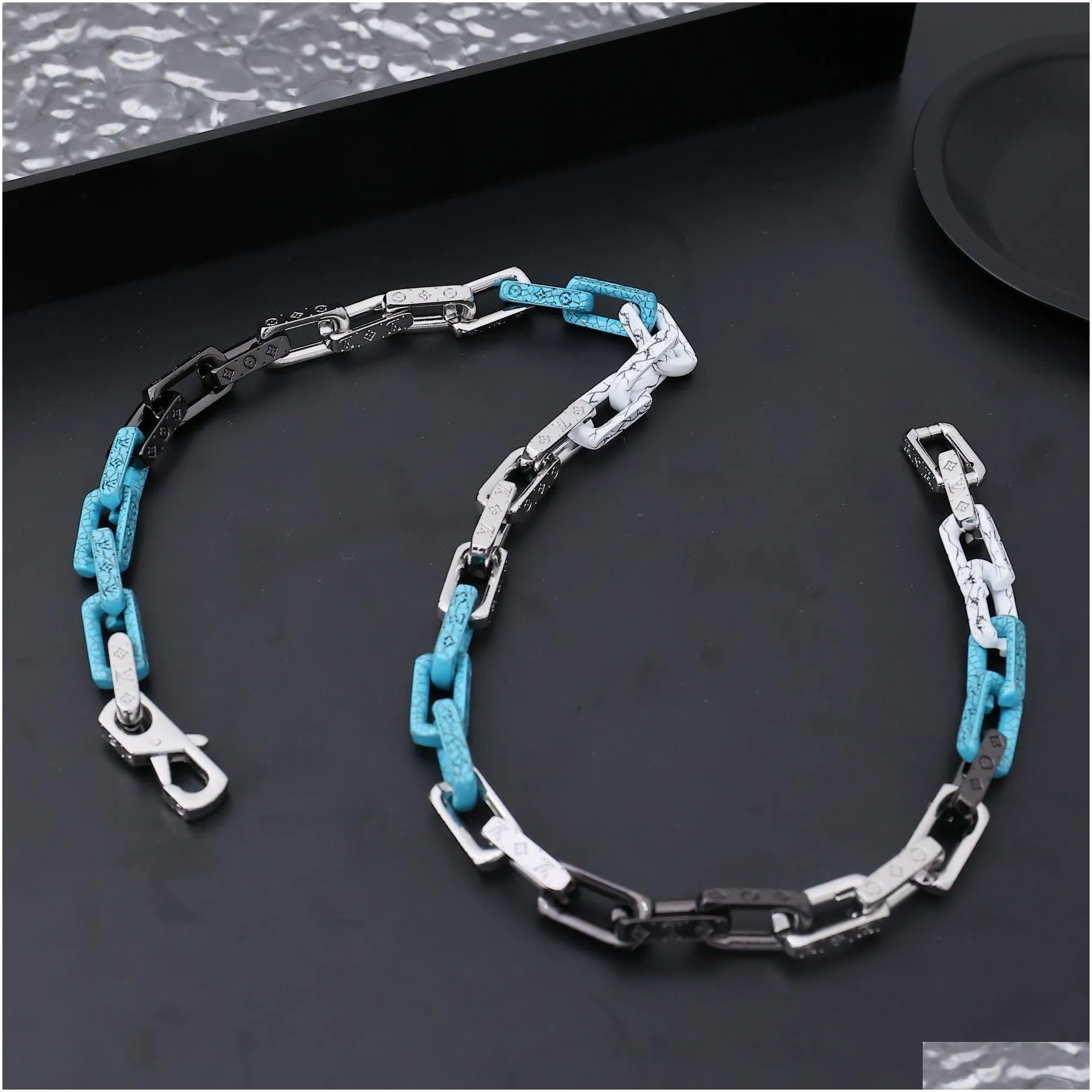 necklace bracelet designer bracelet designer jewelry luxury black silver blue classic monogram chain for men and women chinese top quality gift goth chic