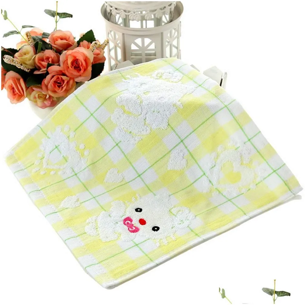 Baby Newborn Cartoon Print Cotton Towels Soft Comfortable Infant Double-layer Kerchief Square Towel with Hooks