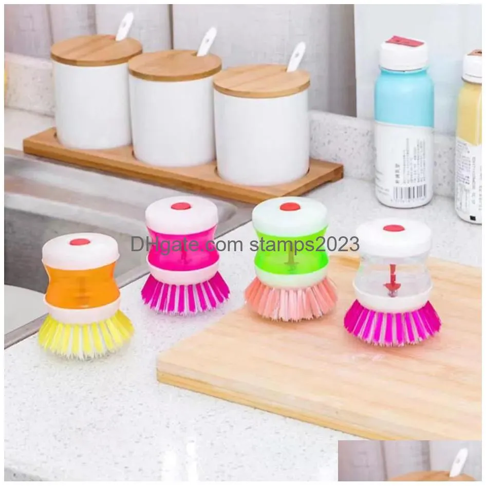 Cleaning Brushes Kitchen Pot Dish Cleaning Brushes Utensils With Washing Up Liquid Soap Dispenser Household Accessories Wholesale Drop Dh1E7