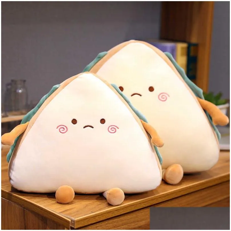 cute sandes car pillow stuffed cartoon food bread seat pillow naughty face expressions food chair waist cushion for her boy q0727