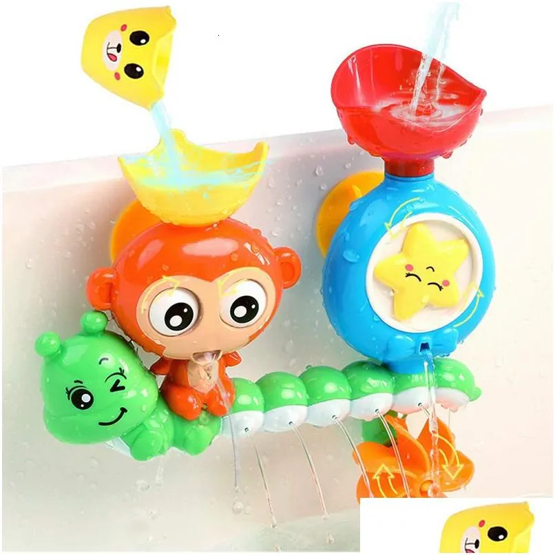 Bath Toys Baby Bath Toy Sunction Cup Track Water Games Children Bathroom Monkey Caterpilla Bath Shower Toy for Kids Birthday Gifts
