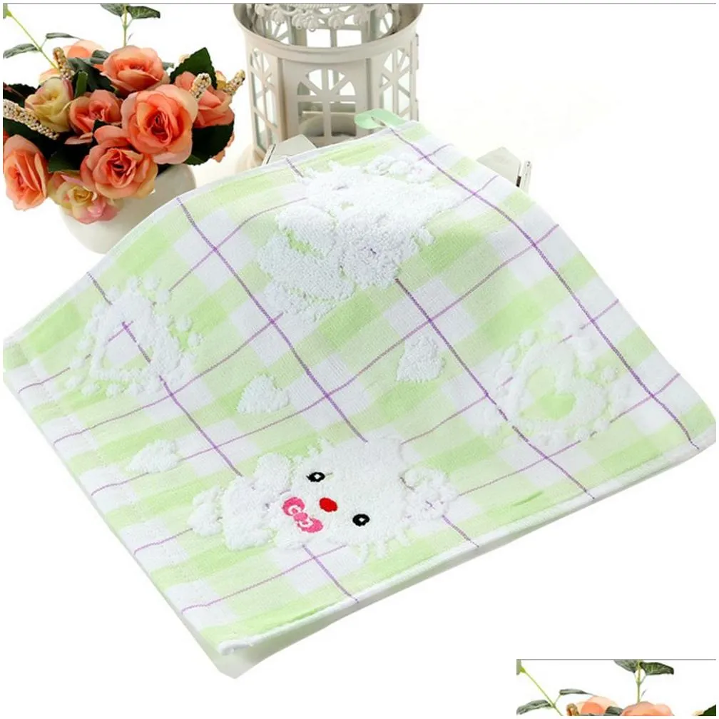 Baby Newborn Cartoon Print Cotton Towels Soft Comfortable Infant Double-layer Kerchief Square Towel with Hooks