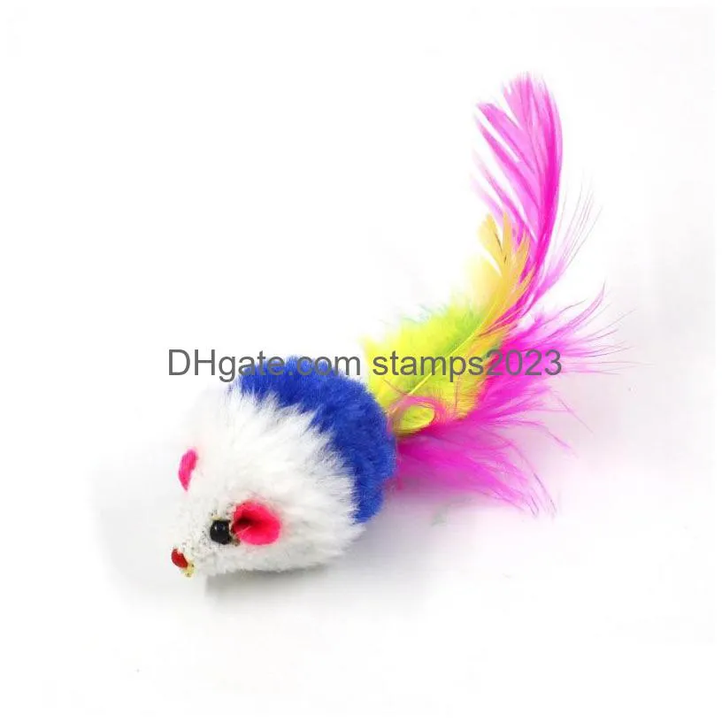 Cat Toys Colorf Feather Grit Small Mouse Cat Toys For Funny Playing Pet Dog Animals Kitten Fy4654 Drop Delivery Home Garden Pet Suppli Dhzbq