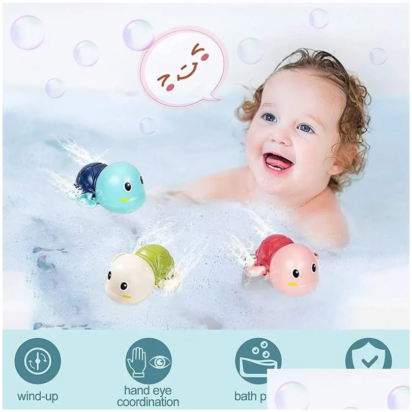 Bath Toys Baby Shower Toy Bathing Cute Swimming Turtle Whale Pool Beach Classic Chain Clock Water Toy Children`s Water Toy 230531