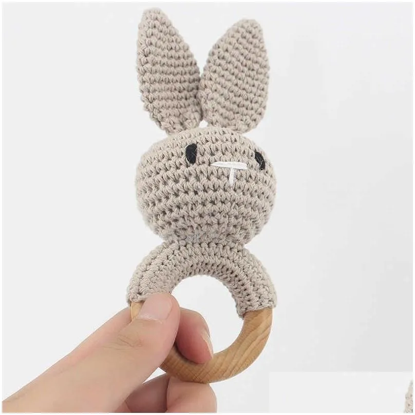 Baby Pacifiers Crochet Animal Natural Wooden Teething Food Grade Soother Newborn Teeth Practice Toys Kids Chew Toy Infant Feeding