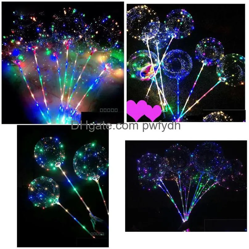 Party Decoration Led Flashing Balloons Night Lighting Bobo Ball Mticolor Balloon Wedding Decorative Bright Lighter With Stick Drop D Dhvrt