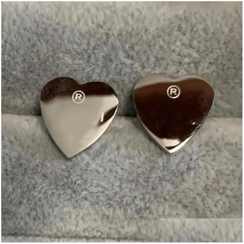 top quality luxury women fashion heart love stud classic size stainless steel couple gifts designer jewelry engagement earrings