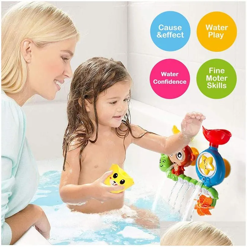 Bath Toys Baby Bath Toy Sunction Cup Track Water Games Children Bathroom Monkey Caterpilla Bath Shower Toy for Kids Birthday Gifts