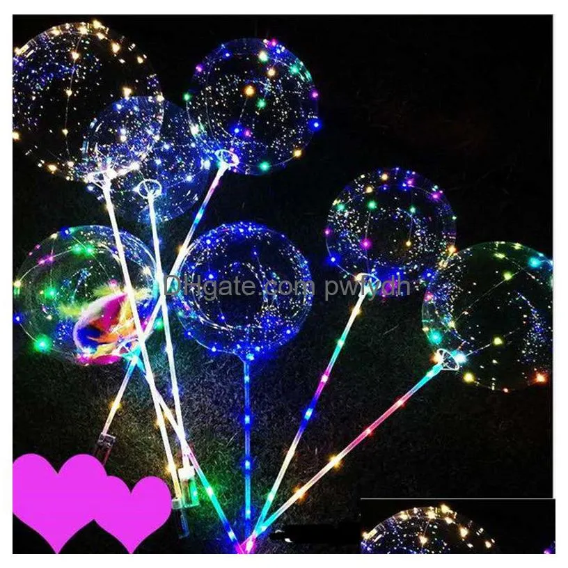 Party Decoration Led Flashing Balloons Night Lighting Bobo Ball Mticolor Balloon Wedding Decorative Bright Lighter With Stick Drop D Dhvrt