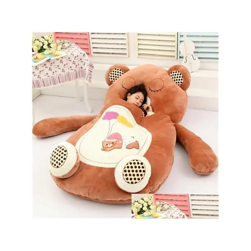 funny very cute cartoon sleeping bag soft animal frog monkey bear cat bed carpet tatami sofa mat beanbag plush toy kids gift q0727