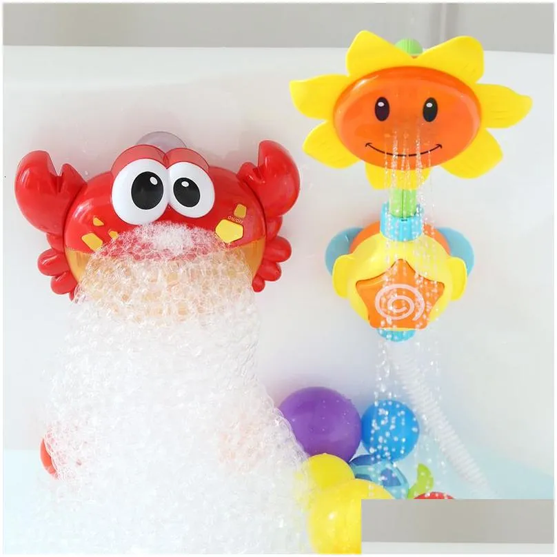 Bath Toys Bubble Crabs Frog Baby Bath Toy Toddler Bath Bubble Maker Pool Swimming Bathtub Soap Machine Bathroom Toys for Children Kids