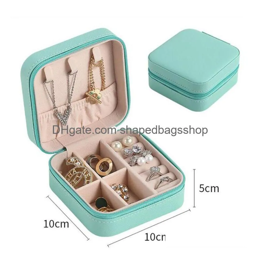 Storage Boxes & Bins Travel Jewelry Box Organizer Pu Leather Display Storage Case For Necklace Earrings Rings Holder Gift Drop Deliver Dha48