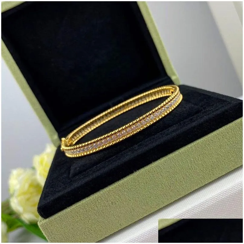 Bangle High Quality Bangle 925 Sterling Sier Single Row Zircon Bracelets Women Simple Fashion Luxury Brand Jewelry Party Gift Drop Del Dhopf