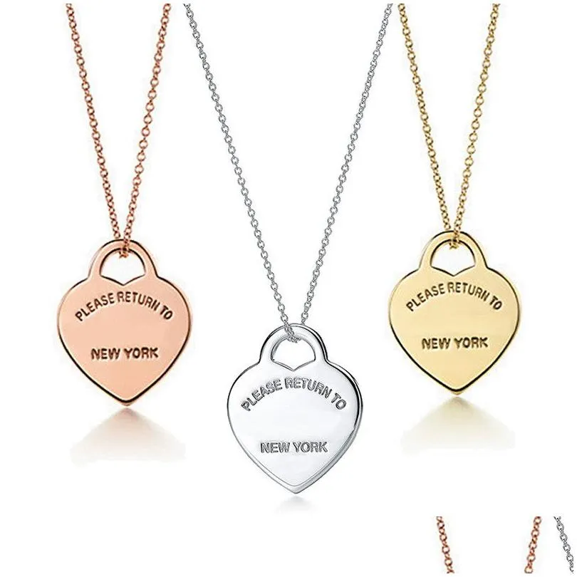 Pendant Necklaces Fashion Please Return To  Heart Key Pendant Necklace Original 925 Sier Love Necklaces Charm Women Diy Jewelr Dhjbd