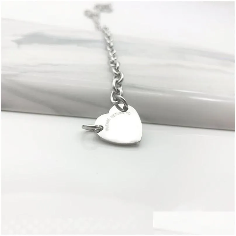 Chain Heart Bracelets Women Stainless Steel Fashion Link Chain On Hand 19Mm Couple Jewelry Gift For Girlfriend Christmas Valentine Day Dhmho