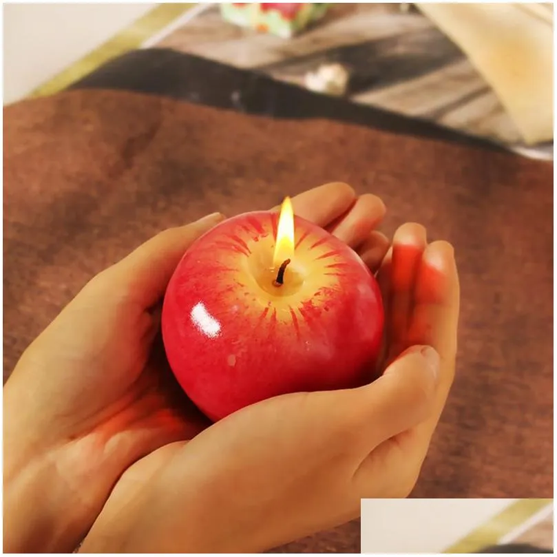 Candles S/M/L Red  Candle With Box Fruit Shape Scented Candles Lamp Birthday Wedding Gift Christmas Party Home Decoration Wholesa Dhb4N