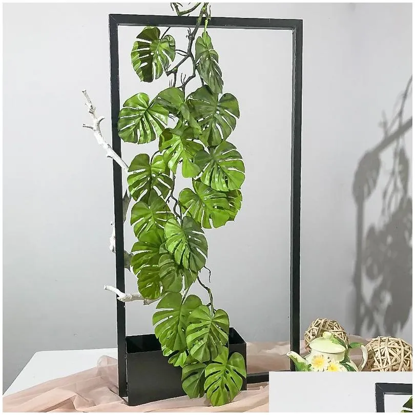 other event party supplies artificial plant rattan wall hanging turtle back leaf green plant rattan hanging fern leaf forest wall pipe ceiling decoration