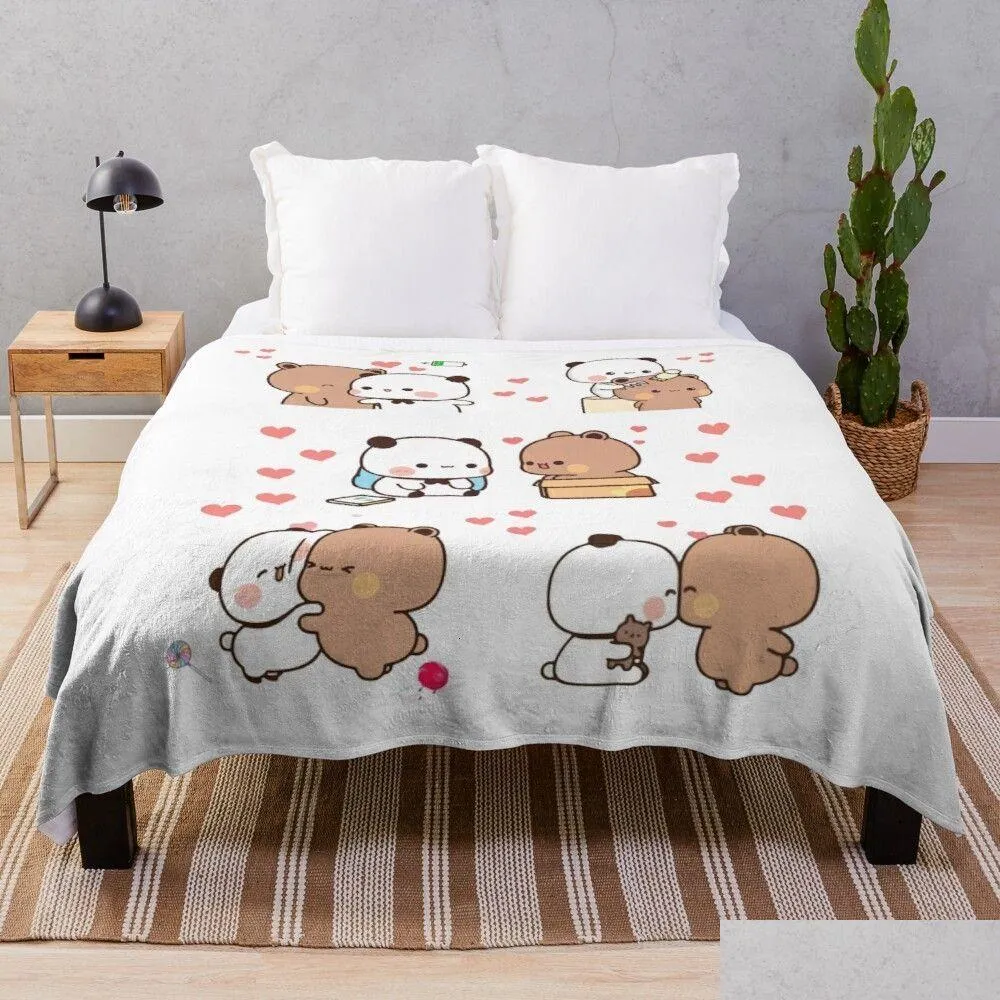 Blankets Blankets Bear And Panda Bubu Dudu Balloon Throw Blanket Fluffy Soft 230320 Drop Delivery Home Garden Home Textiles Dhcyc
