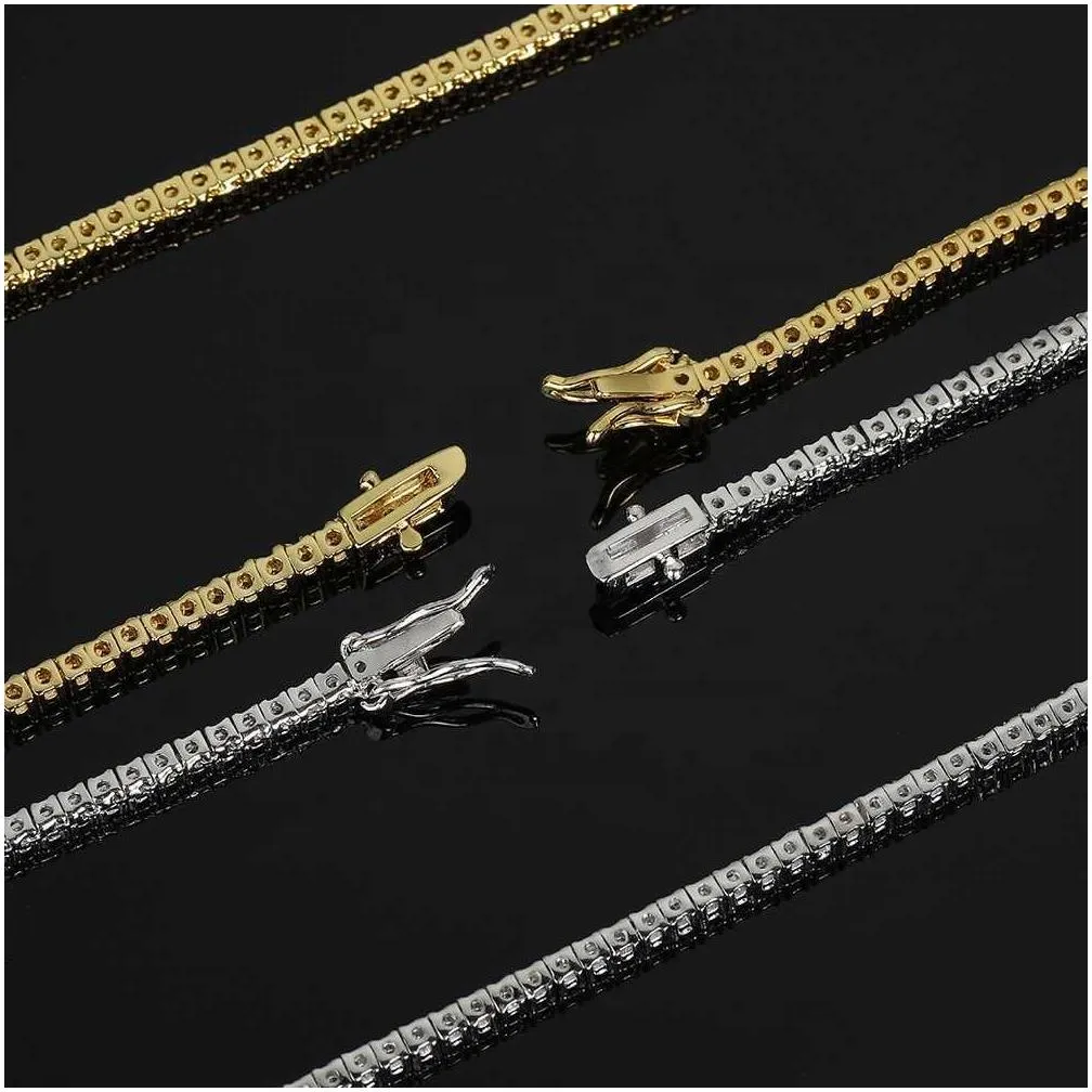 Pendant Necklaces Fashion Juncheng 2Mm Gra Vvs Moissanite S925 925 Sterling Sier 10K 14K Gold Plated Chain Tennis Necklace For Men Wom Otrwd