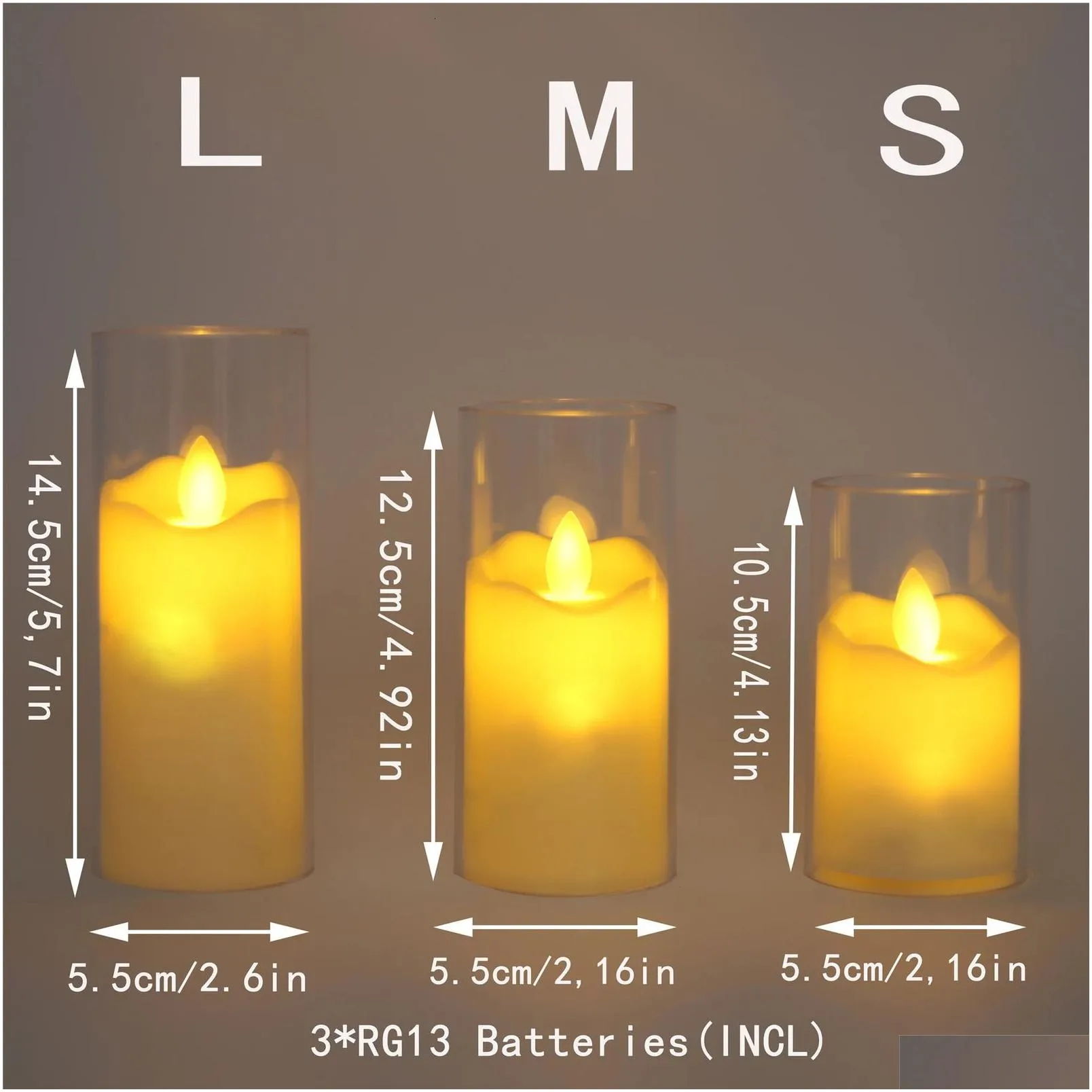 Candles Candles 6Pcs Led Flameless Electric Lamp Acrylic Glass Battery Flickering Fake Tealight Candle Bk For Wedding Christmas Drop D Dhlz9