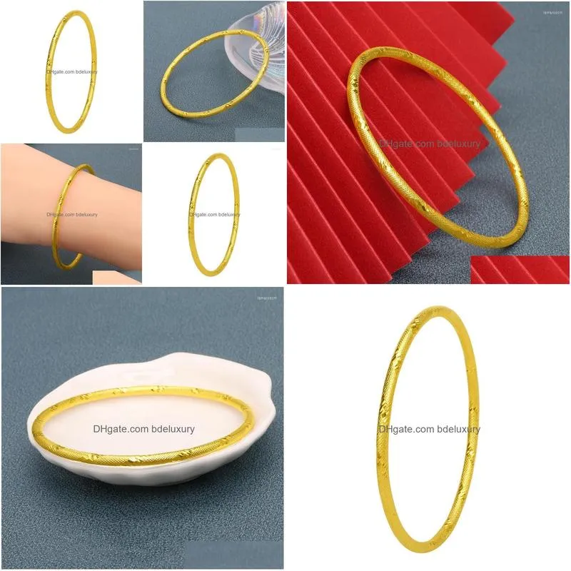 Bangle Bangle Woman Vintage Gold Color Copper Bracelet Thin Jewelry Wedding Reception Drop Delivery Jewelry Bracelets Dhggv