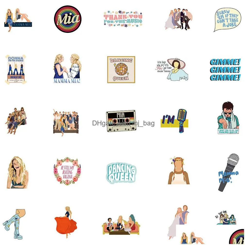 Other Decorative Stickers 50Pcs Mamma Mia Movie Sticker Mammamia Iti Stickers For Diy Lage Laptop Bicycle Drop Delivery Home Garden Ho Dhluq