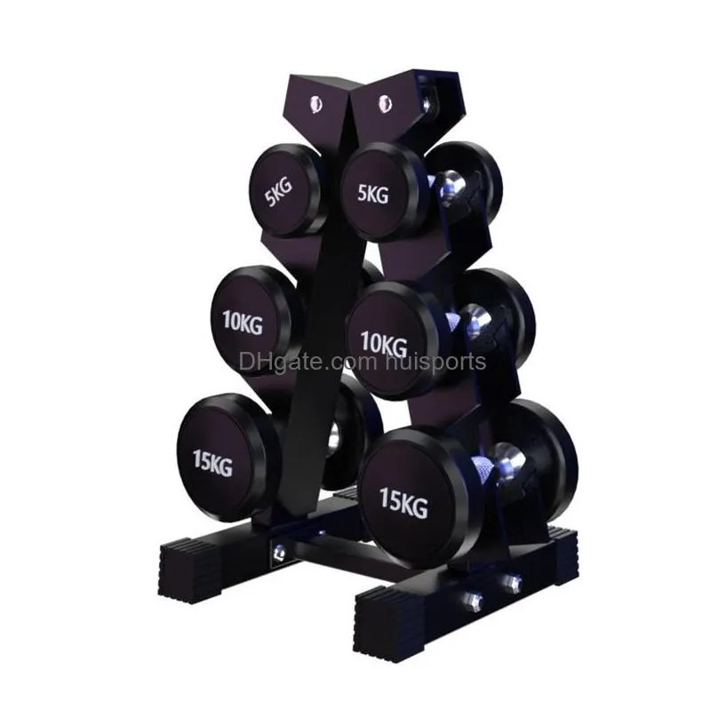 hexagonal round head rubberized electroplating dumbbell set atype rack multilayer storage dumbbells4514246