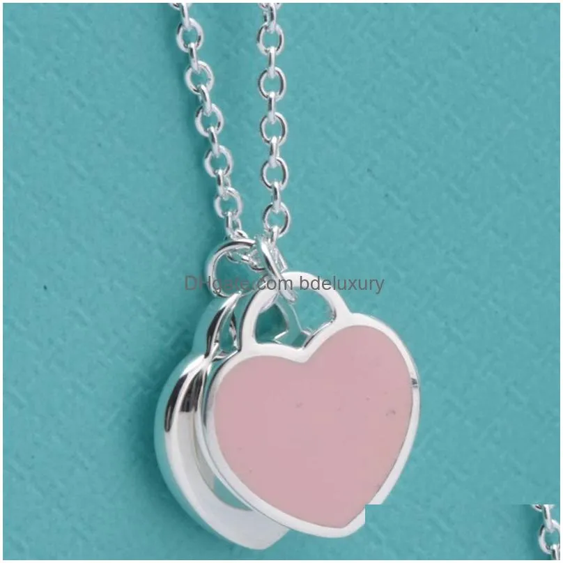 Pendant Necklaces Original Gift Box Tiff 925 Sier Love Heart Pendants Necklaces Jewelry Classic Design Women Return Necklace Woman Fas Dhln1