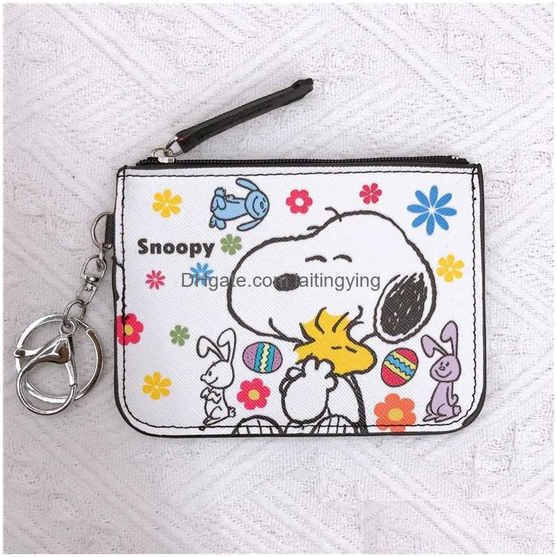 cute anime childrens wallet coin purse coins organizer bag card id bags student wallets with keychain ups