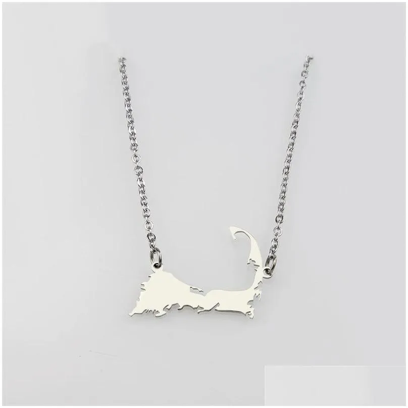 Pendant Necklaces Europe And The United States Stainless Steel Massachusetts Cape Cod Map Pendant Necklace Drop Delivery Jewelry Neckl Dht2N