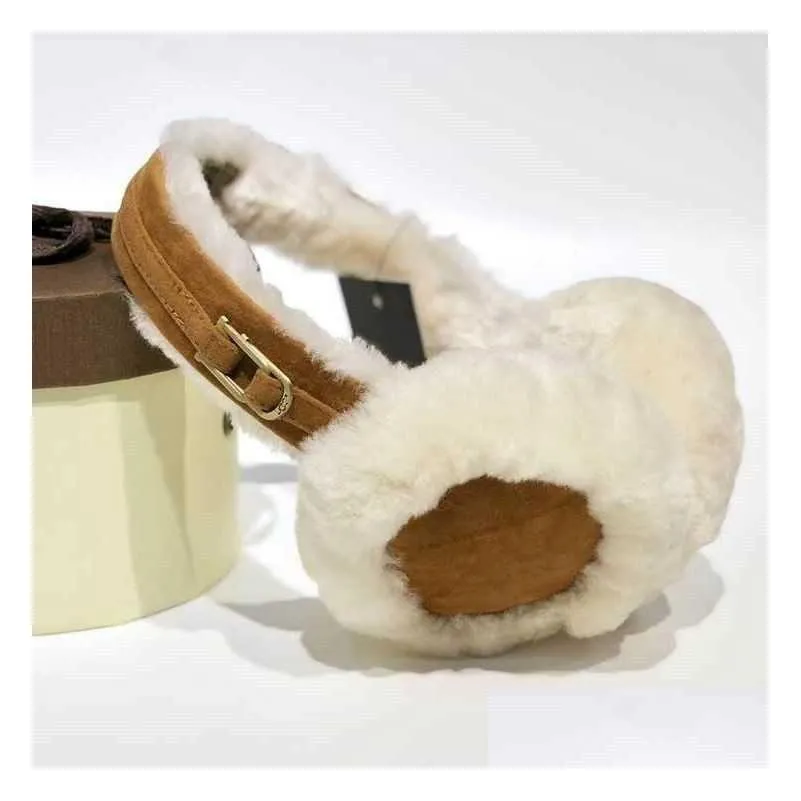 ear muffs sheepskin fur designer earmuffs metal buckle versatile ear cover winter ear warmer for women and men84397722756463