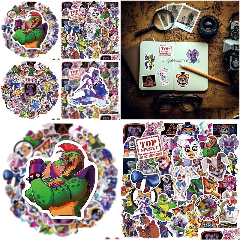 Other Decorative Stickers 50Pcs Fnaf Security Breach Cartoon Horror Game Iti Stickers For Skateboards Laptop Lage Diy Kids Phone Gift Dhuez