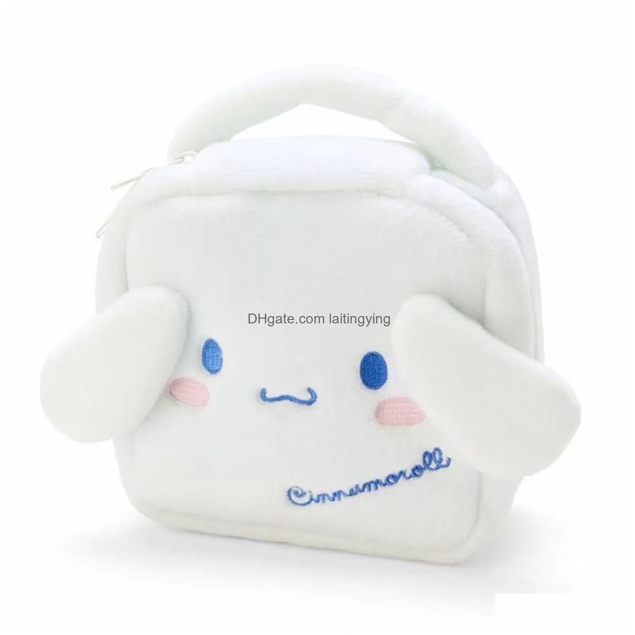 cute anime kurumi plush handle cosmetic bag tote storage bag miscellaneous organizer bag kurumi little white dog melody ups