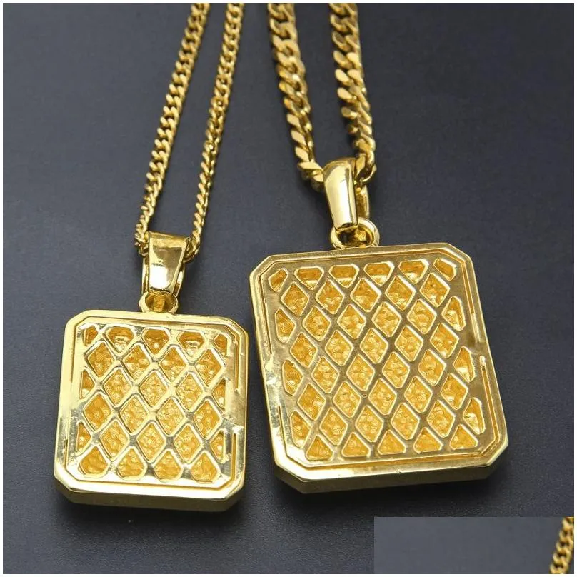 Mens Gold Cuban Link Chain Fashion Hip Hop Jewelry with Full Rhinestone Bling Diamond Dog Tag Iced Out Pendant Necklaces