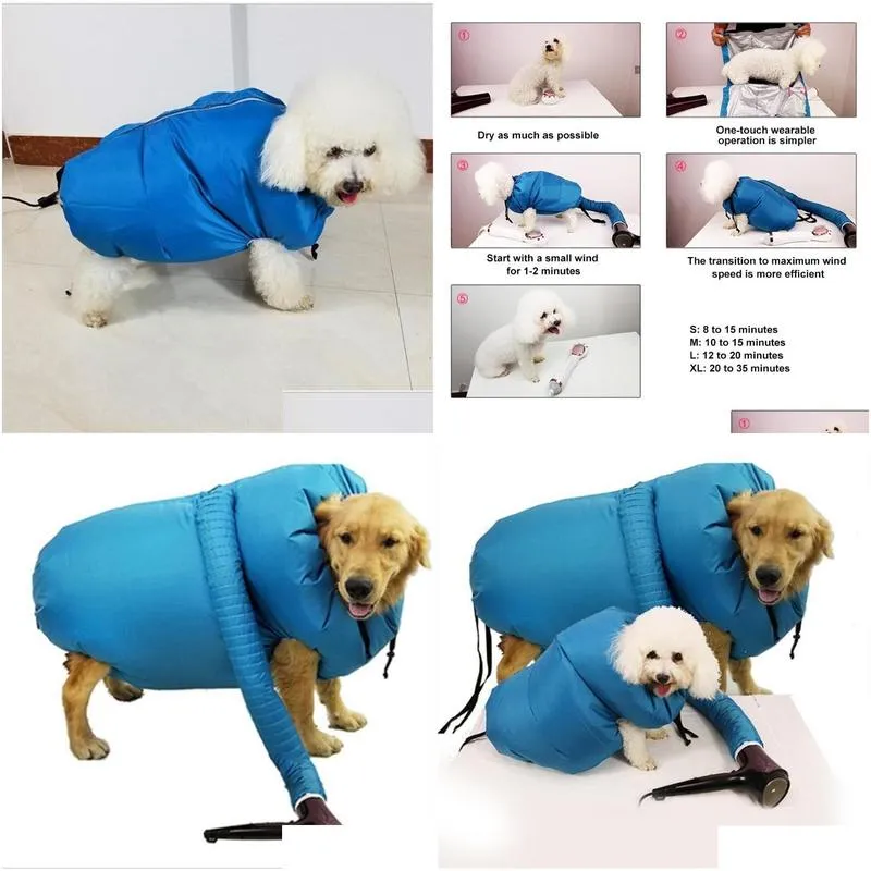 Dog Apparel Dog Apparel S/M/L Portable Pet Drying Bag Folding Dogs Hair Dryer Blow Grooming Dry Cat Supplies Drop Delivery Home Garden Dhmgd