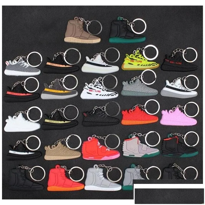 Keychains Lanyards Mini Sile Sneaker Keychain Woman Men Kids Key Ring Gift Designer Shoes Handbag Chain Basketball Holder Drop Del