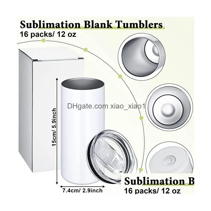 12oz sublimation blanks straight stainless steel tumblers with sublimation shrink wrap diy water glass gift friend p0815 wly935