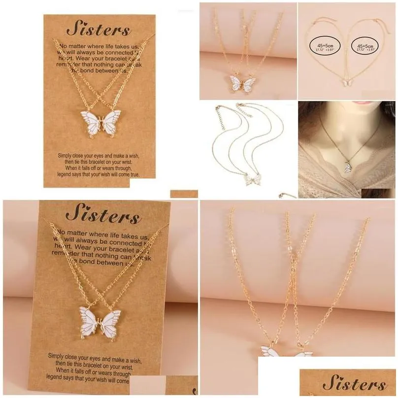 Pendant Necklaces 2pcs Friend Sisters Suitable for 2 Girls Matching Butterfly Pendants Long Distance Friendship Jewelry T8de Drop Del