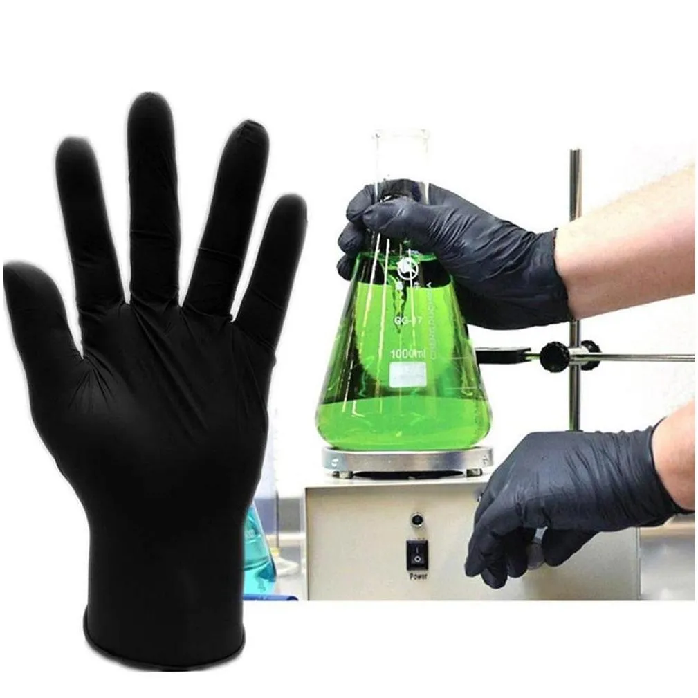 Cleaning Gloves 100Pcs Nitrile Gloves Waterproof Allergy Latex Food Grade Cleaning Safety Work For Household Mechanic Kitchen Drop Del Dhw2M