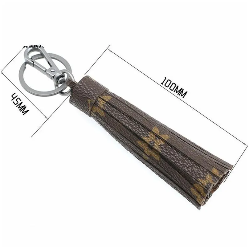 DIY Bag Pendant Car Keychain Matte PU Leather Tassel Key Chains Key Ring Holder for Women Girls Fashion Floral Bag Charm Jewelry