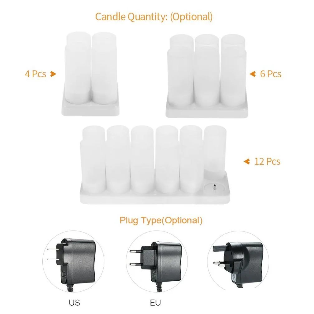 Candles Rechargeable Led Flickering Flameless Tealight Candles Lights With Frosted Cups Charging Base Yellow Light 4/6/12Pcs/Set Y2005 Dhlrx