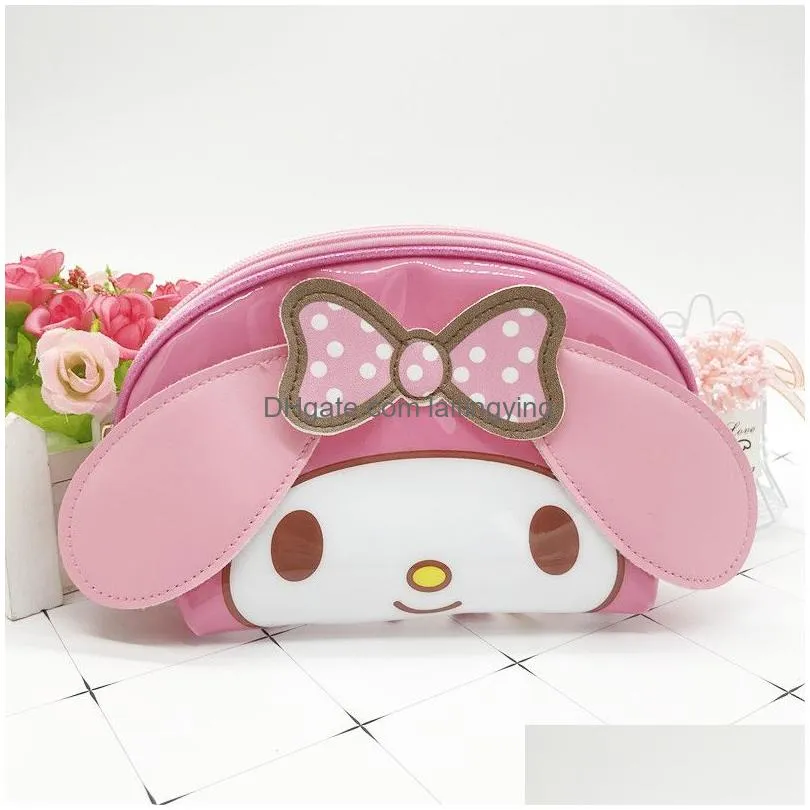 cute cartoon pvc makeup clutch bag shell wash storage bag  bigs ears dog pudding dogs head type rigid printing student little girl