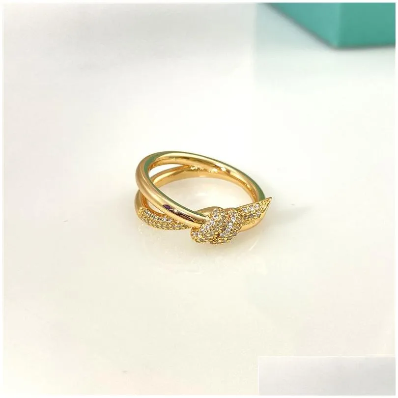 Band Rings Fashion Designer Gold Ring Band Rings Bague For Women Lady Party Wedding Lovers Gift Engagement Jewelry Rose Sier Drop Deli Dh4Mx