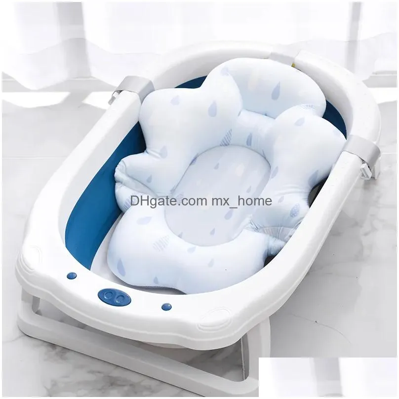 bathing tubs seats multifunctions foldable baby bath tub pads baby bath seat support mat borns bathtub anti-slip soft breathable body cushion