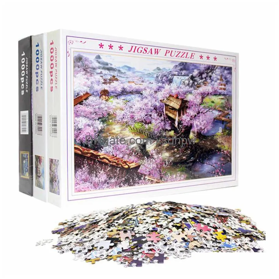 jigsaw puzzle 1000pcs mini puzzle scenery picture landscape puzzlesfor children bedroom decoration stickers educational toys