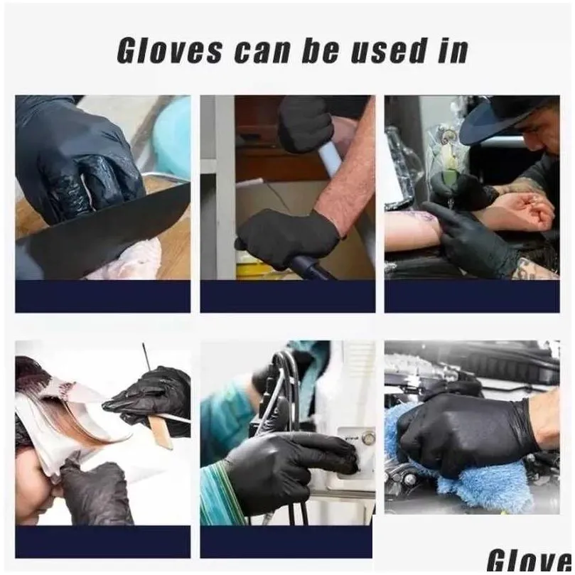 Cleaning Gloves 100Pcs Nitrile Gloves Waterproof Allergy Latex Food Grade Cleaning Safety Work For Household Mechanic Kitchen Drop Del Dhhrz