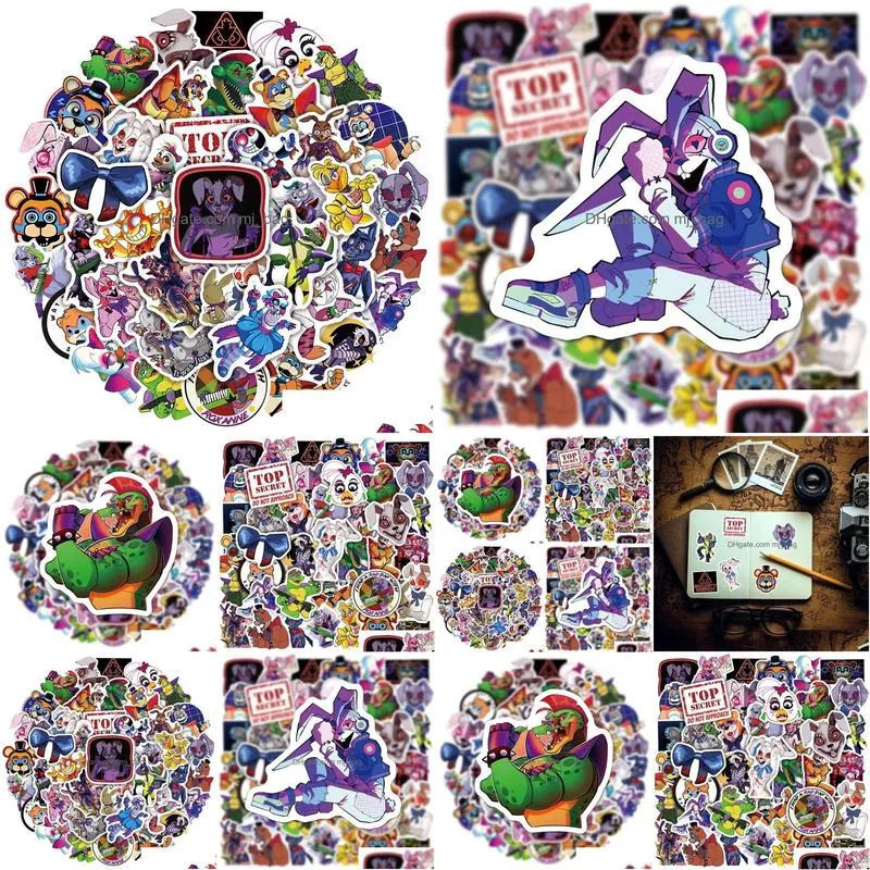 Other Decorative Stickers 50Pcs Fnaf Security Breach Cartoon Horror Game Iti Stickers For Skateboards Laptop Lage Diy Kids Phone Gift Dhuez