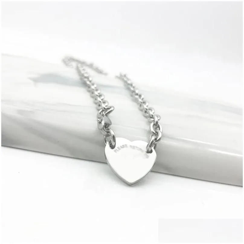 Chain Heart Bracelets Women Stainless Steel Fashion Link Chain On Hand 19Mm Couple Jewelry Gift For Girlfriend Christmas Valentine Day Dhmho