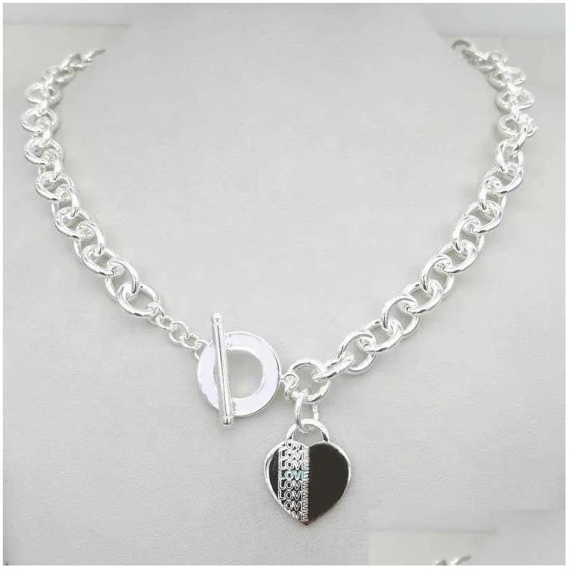 Pendant Necklaces Design Womens Sier Tf Style Necklace Pendant Chain S925 Sterling Key Heart Love Egg Brand Charm Nec Drop Delivery Je Dhf4Y