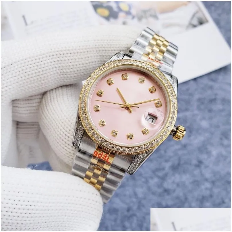 Luxury designer Classic Fashion Automatic Watch inlaid with colored diamond size 36mm sapphire glass a ladies` favorite Christmas gift Free